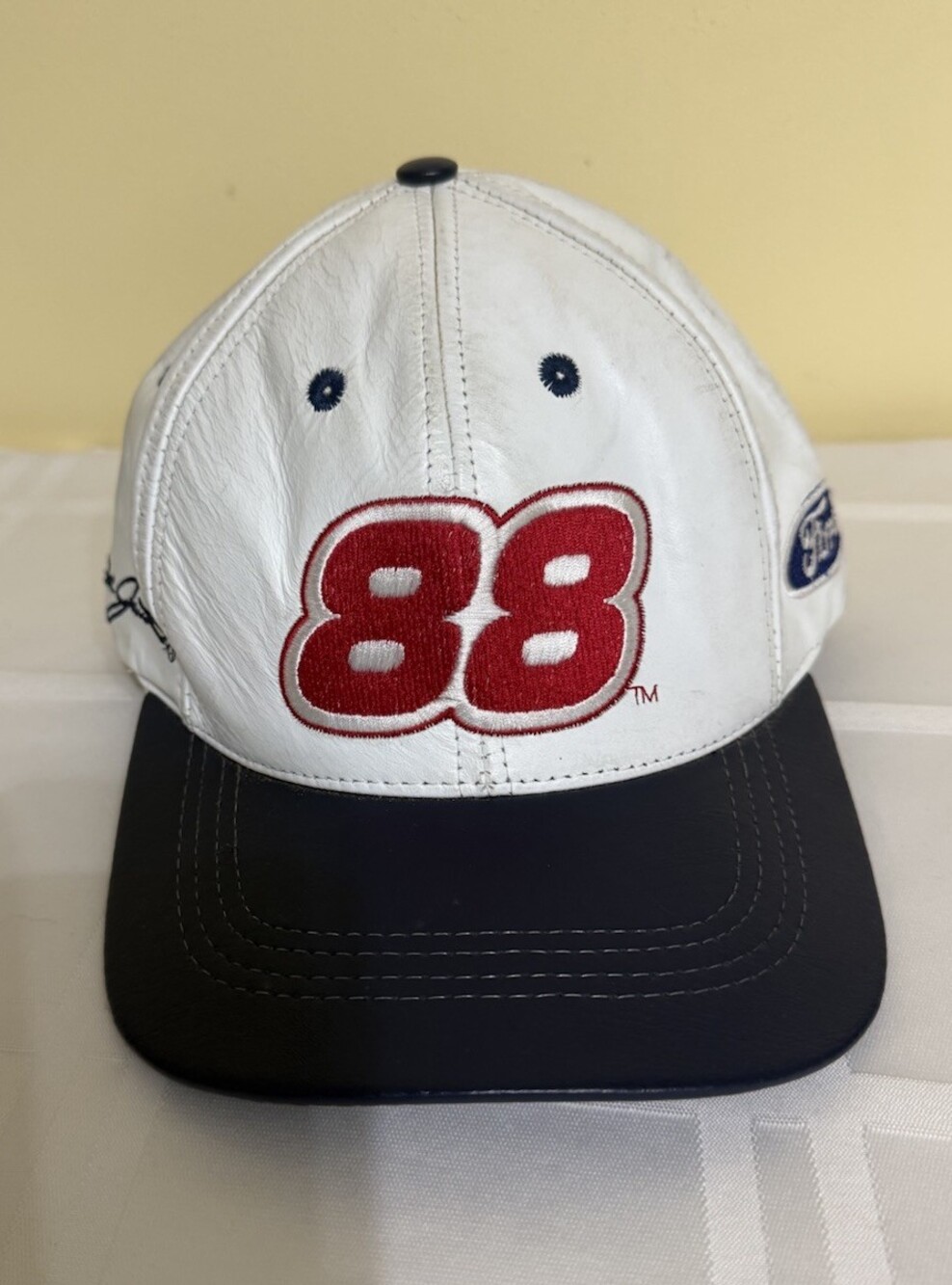 Vtg 90s Dale Jarrett 88 Hat JH Design Leather Strapback Ford Racing USA Cap